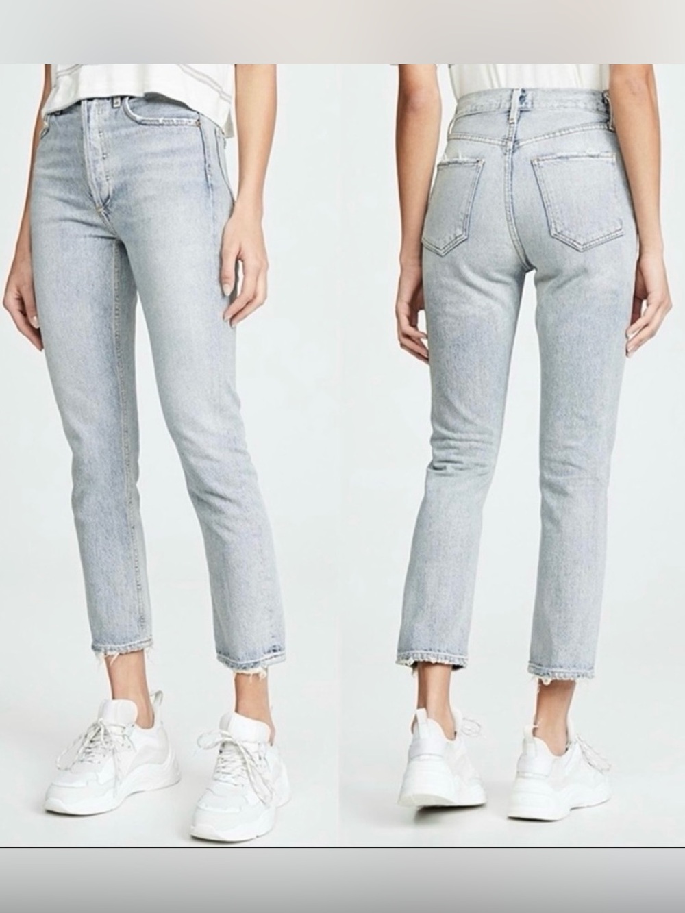 AGOLDE Riley High Rise Straight Crop Denim Jeans in Vanished Size 30